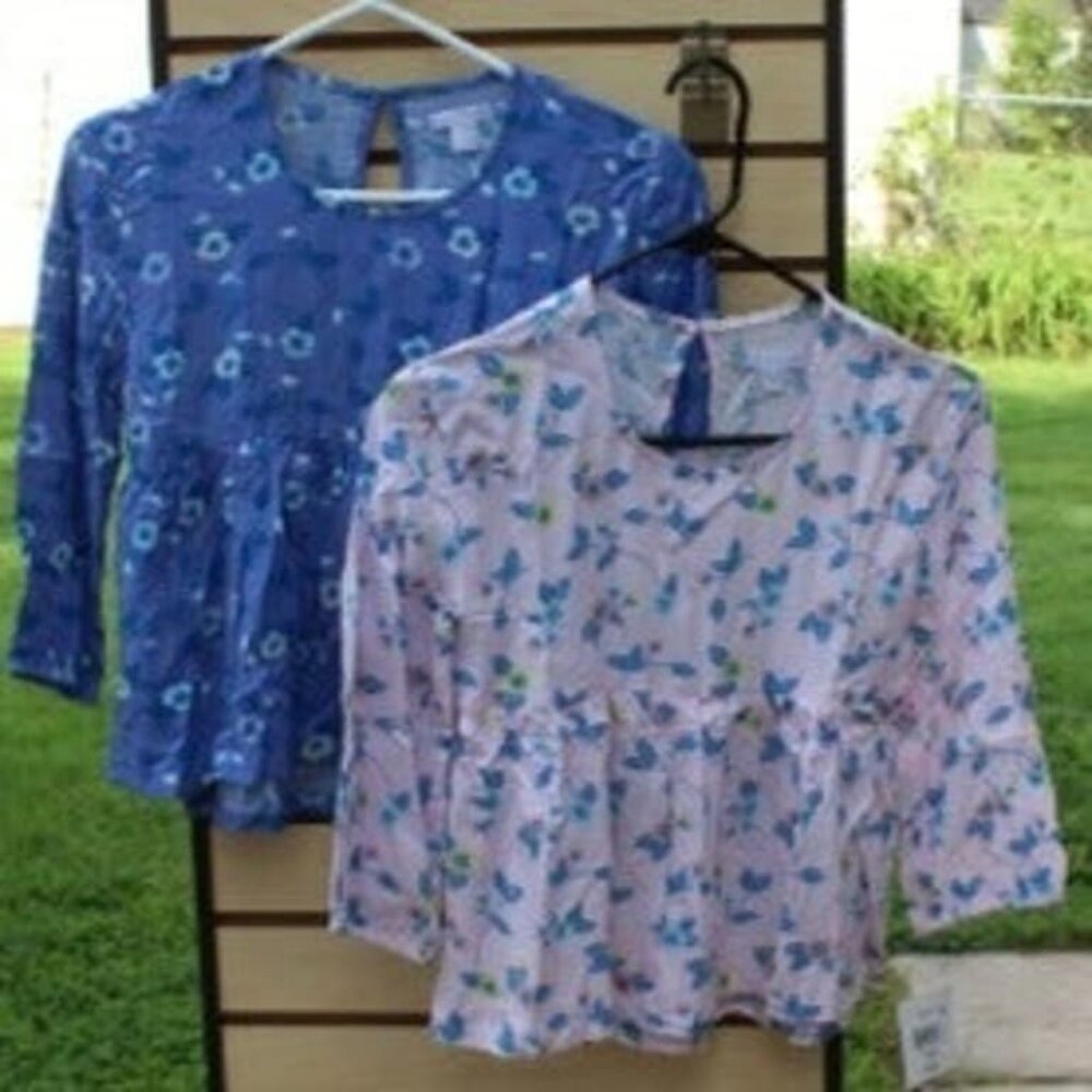 2 Girls Tops Preplum Style Girls Size 7/8 Pink Blue - Both NWT